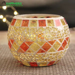 bougeoir multicolore mosaïque artisanal verre opac transparent décoration maison petite bougie chauffe plat support