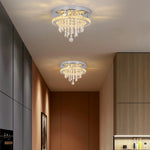 lustre cristal suspendu moderne argenté gouttes transparentes salon salle manger luxe