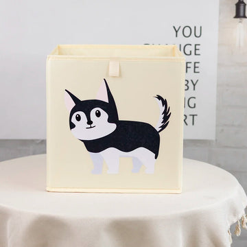 boîtes rangement pliables animaux dessin animé beige clair moderne enfant poignées léopard singe ours