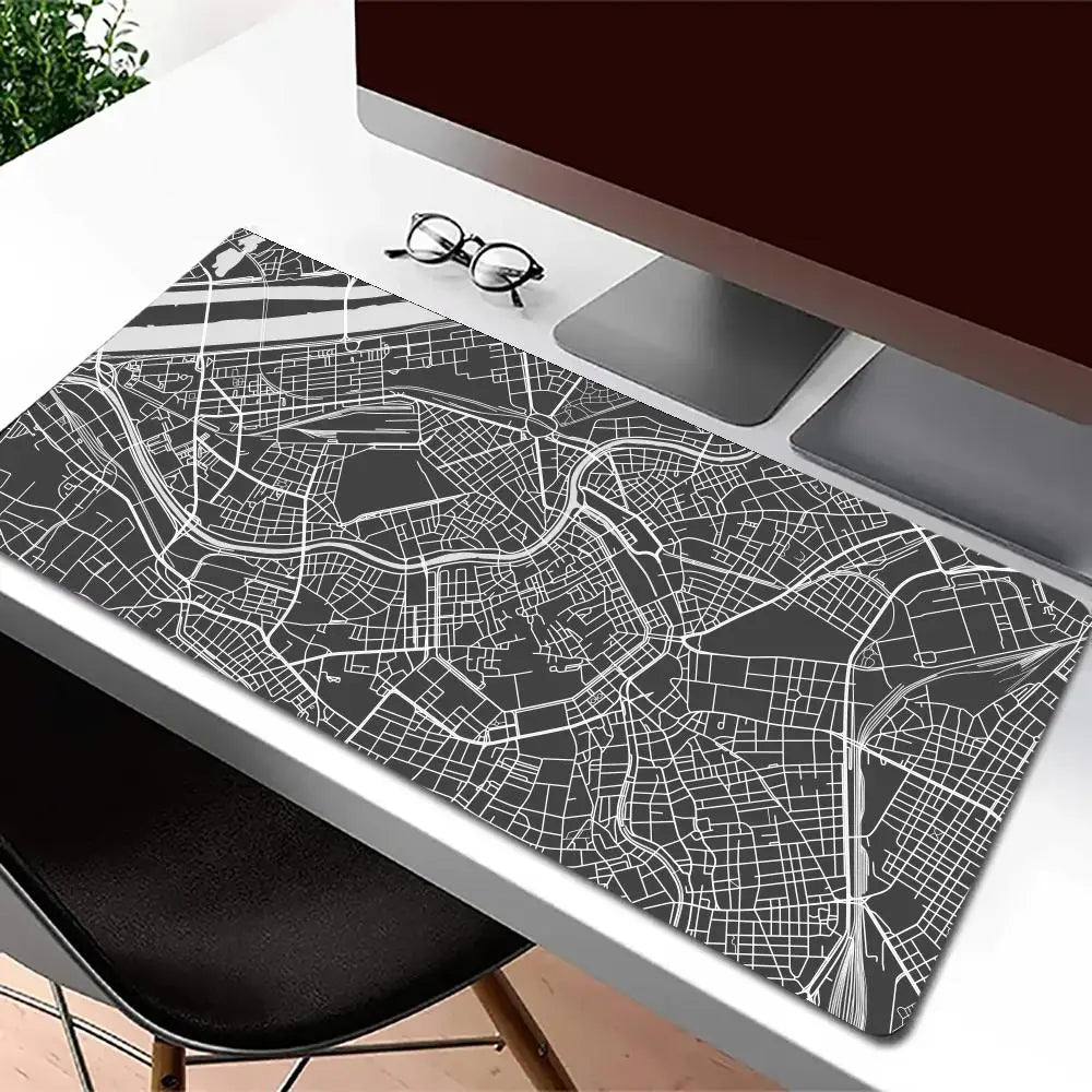 tapis souris cartographique noir blanc non glissant gamer moderne minimaliste