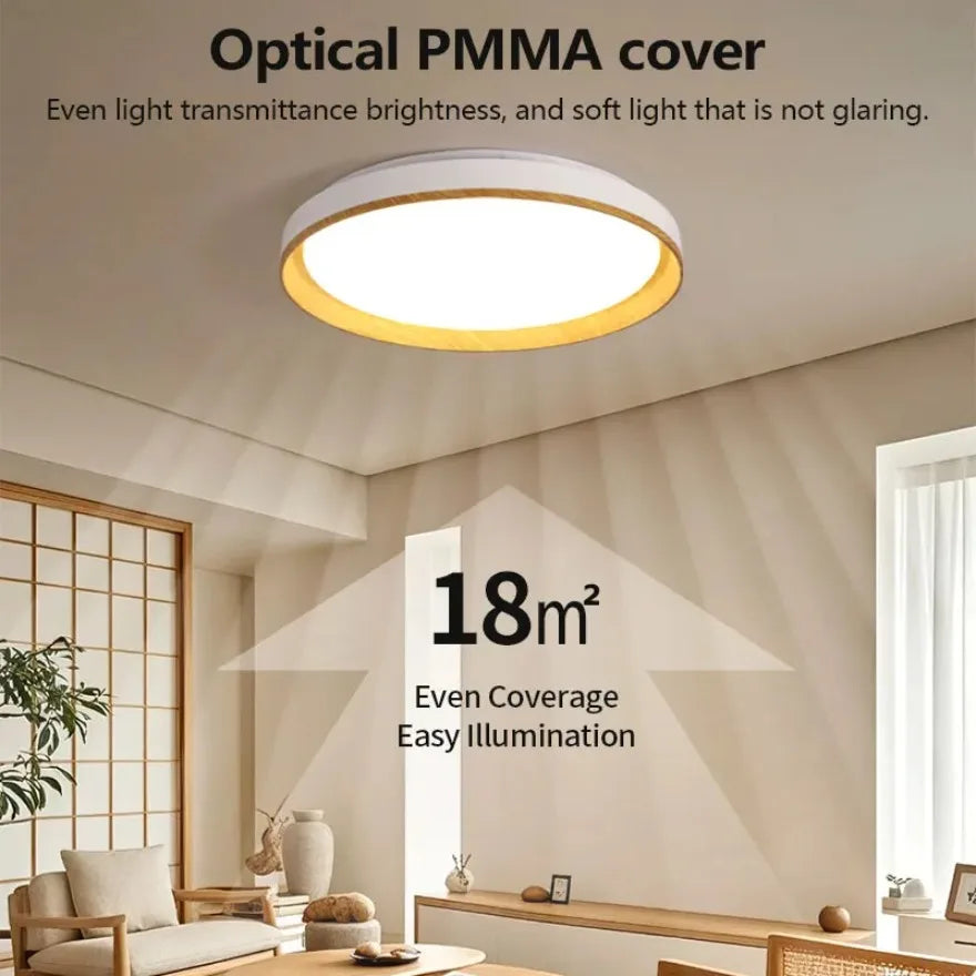 lampe moderne grain bois noir télécommande éclairage quotidien led acrylique fermeture métallique