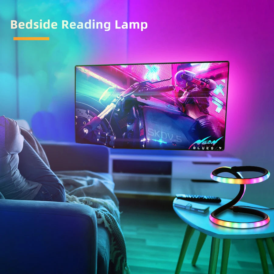 lampe led moderne noire télécommande lumière rvb usb minimaliste ambre adjustable
