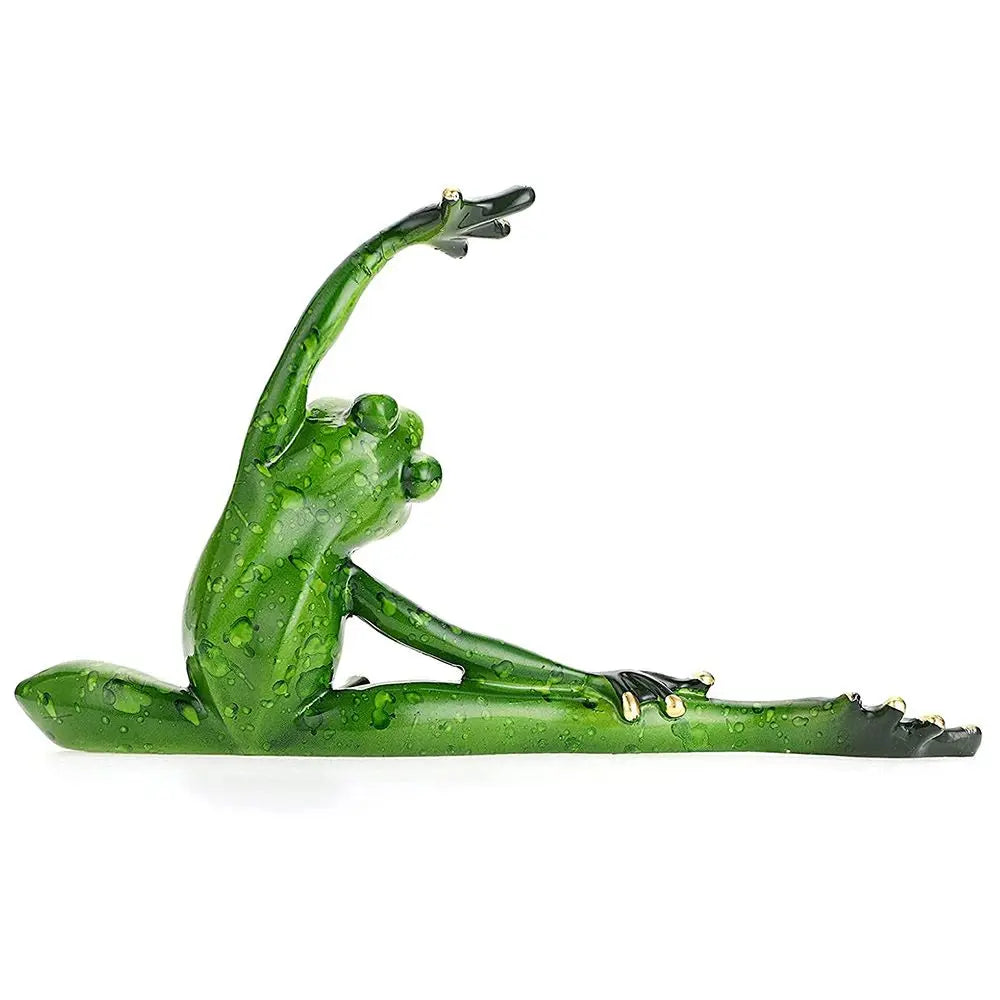 figurines grenouilles yoga vert or décoratives ludiques zen table bureauscrição