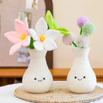 bouquet fleurs artificielles vase gourde blanc souriant intérieur décoration mignonne anniversaire mariage