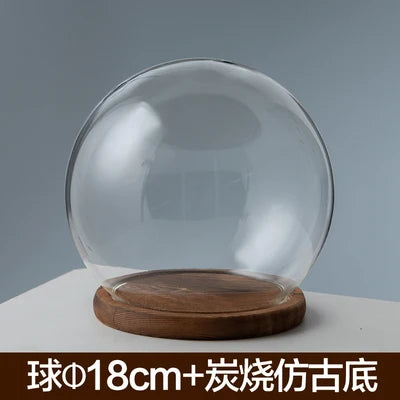 boule verre transparent socle bois décoration d'intérieur moderne objet d'exposition moderne