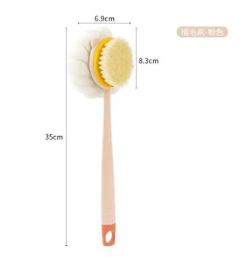 brosse bain pelucheuse douce moderne vert clair rose pâle jaune clair blanc fixée anneaux