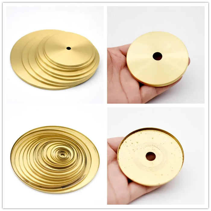 disques métalliques dorés lisses brillants modernes accessoires éclairage diy abat jour fixations invisibles trou