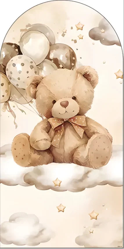 cadre arqué nuages étoiles ours enfantin oh baby beige doré clips festif decoration