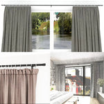 tringle rideaux extensible moderne anneaux métalliques rideaux plissés supports muraux noirs gris opaques minimaliste