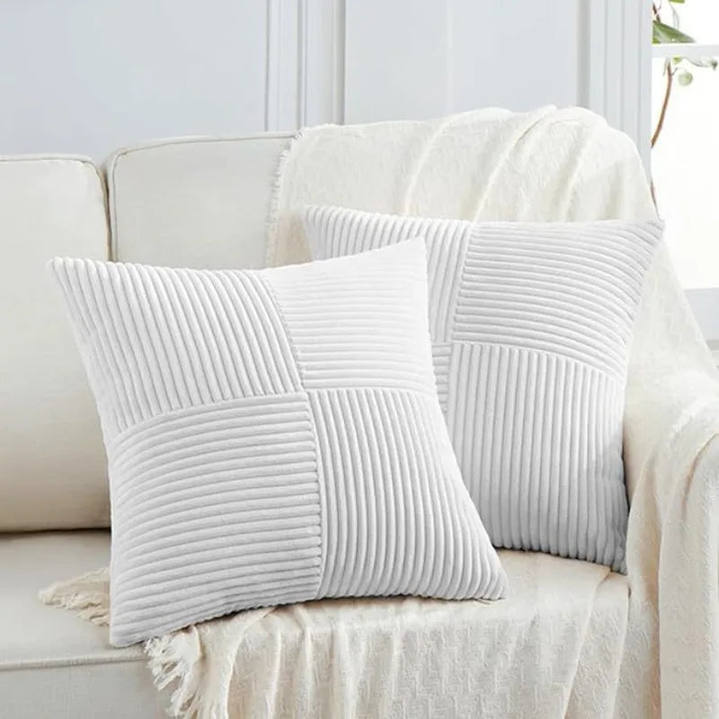housses coussin polyester rayées modernes non toxiques opaques couleur beige marronclair blancvertmarine chambre