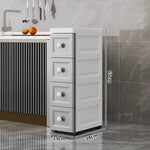 rangements mural blanc gris moderne minimaliste meuble tiroirs poignées roulettes