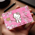 autocollants carte credit dessin anime fleurs cerisier pp paper waterproof réutilisable roseclair oneunit