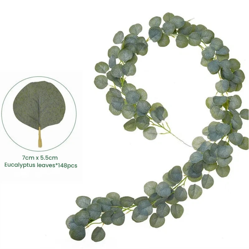 guirlande feuilles artificielles vert clair naturel extérieur accrochable veines rondes opaques