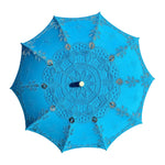 parapluie dentelle blanc vintage élégant poignée bois bleu vert mariage voyage