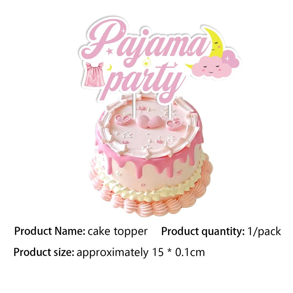décoration fête thème pyjama suspendus toppers gâteau assiettes tasses serviettes nappe table
