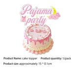 décoration fête thème pyjama suspendus toppers gâteau assiettes tasses serviettes nappe table