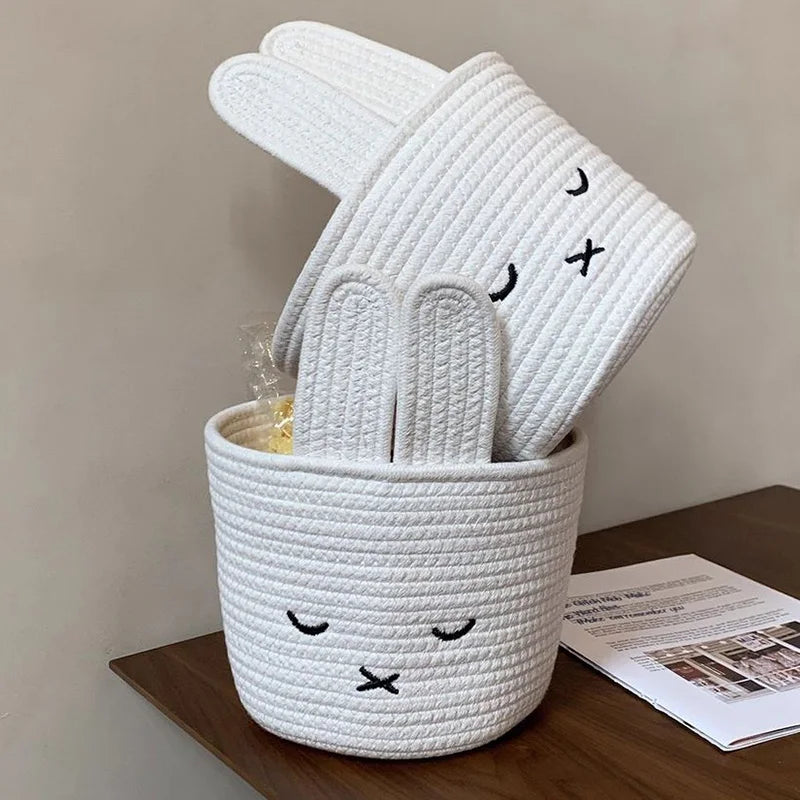 panier tressé mignon miffy blanc rangement cosmétiques dessin animé japonais