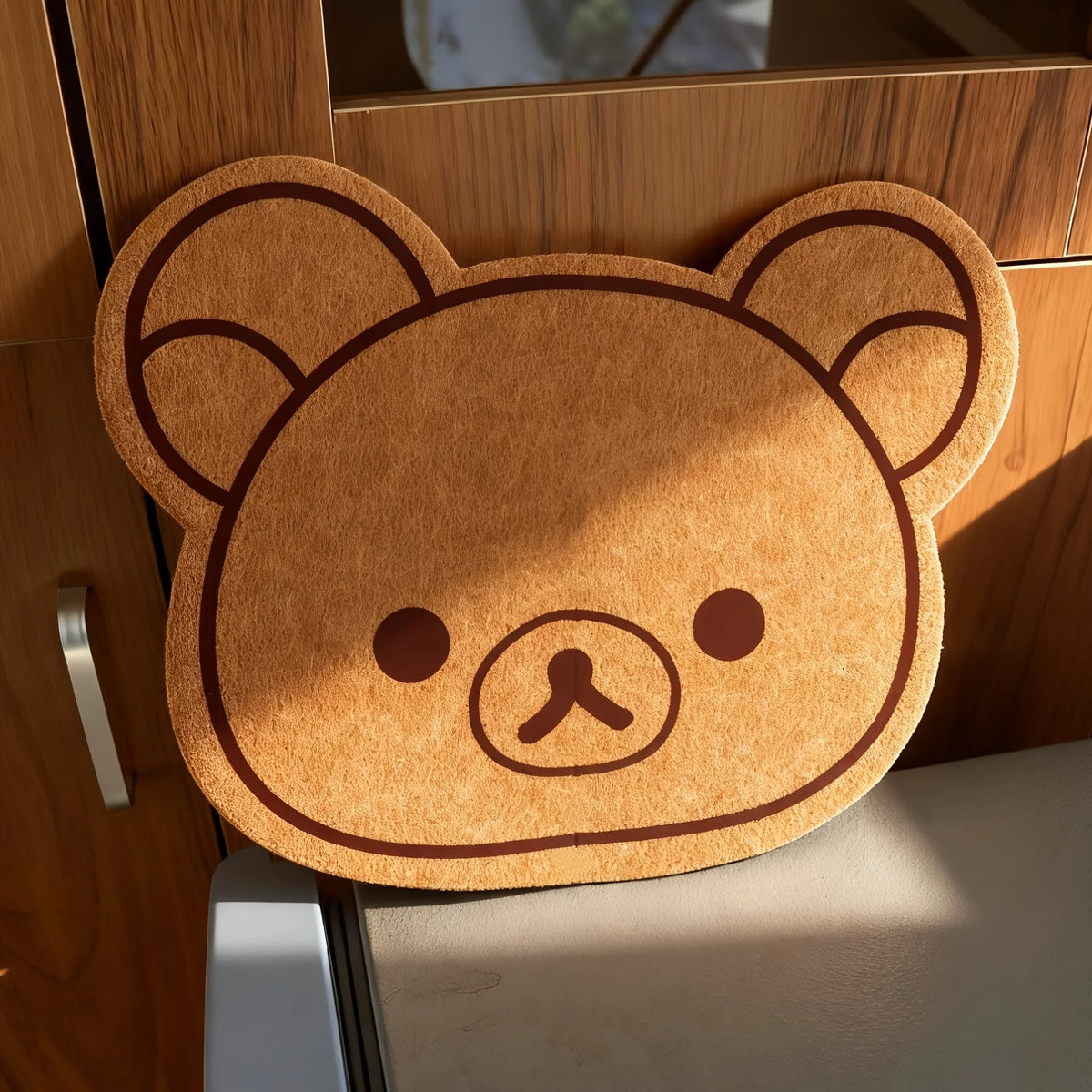 tapis dessin animé nounours mignon oreilles visage marbre clair polyester oval