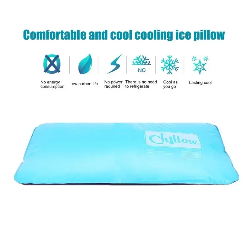 coussin refroidissement bleu clair uni moderne sac rangement guide utilisation voyage sommeil soulagement