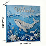 kit peinture points tableau décoratif baleine océan fleurs bleu blanc beige