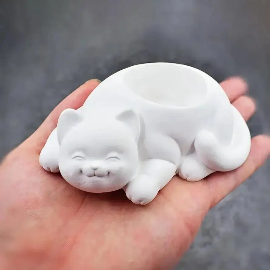 moule silicone forme chat blanc motif réaliste deco diy jardiniere pot fleur