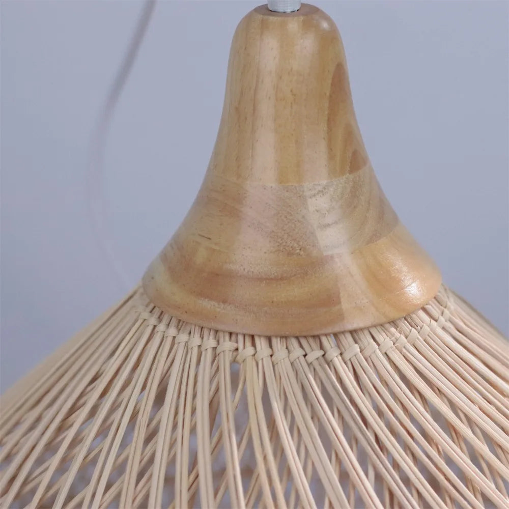 lampe suspendue rotin tressé naturel moderne rustique câble blanc salon chambre manger