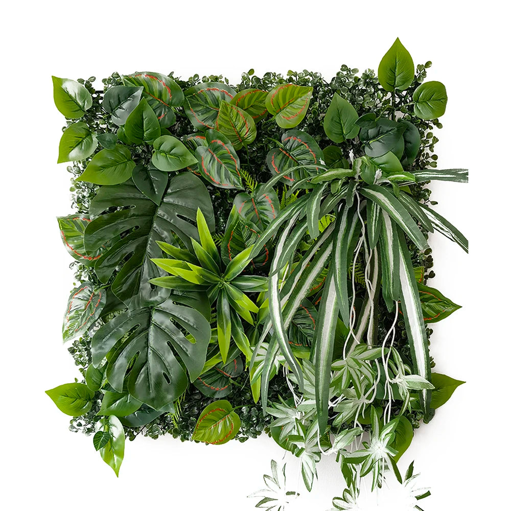 plantes artificielles herbe feuilles vertes rouge naturel decoration exterieur accrochable variées veines rouges