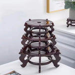 support plante bois sculpté main classique marron foncé orné display stand plantes trépied multifonction