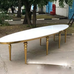 table ovale moderne élégante acier inoxydable blanc mariage banquet transparente luxueuse minimaliste