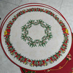 tapis sol rond noël arbre rouge cerf blanc décoratif festif maison salon intérieur