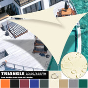 voile triangulaire moderne crème imperméable uv protection extérieure système ajustement fixations métalliques tissu uni