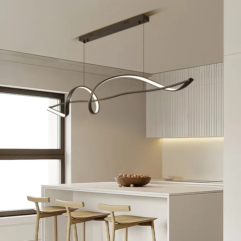 lustre moderne suspension minimaliste spirale abstraite noir blanc chambre salon