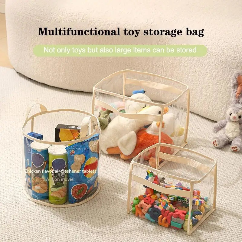sac rangement transparent moderne beige poignées multifonctionnel grande capacité plastique imperméable