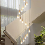suspension lumineuse or contemporaine 15 lumières transparentes bulles 50cm 250cm