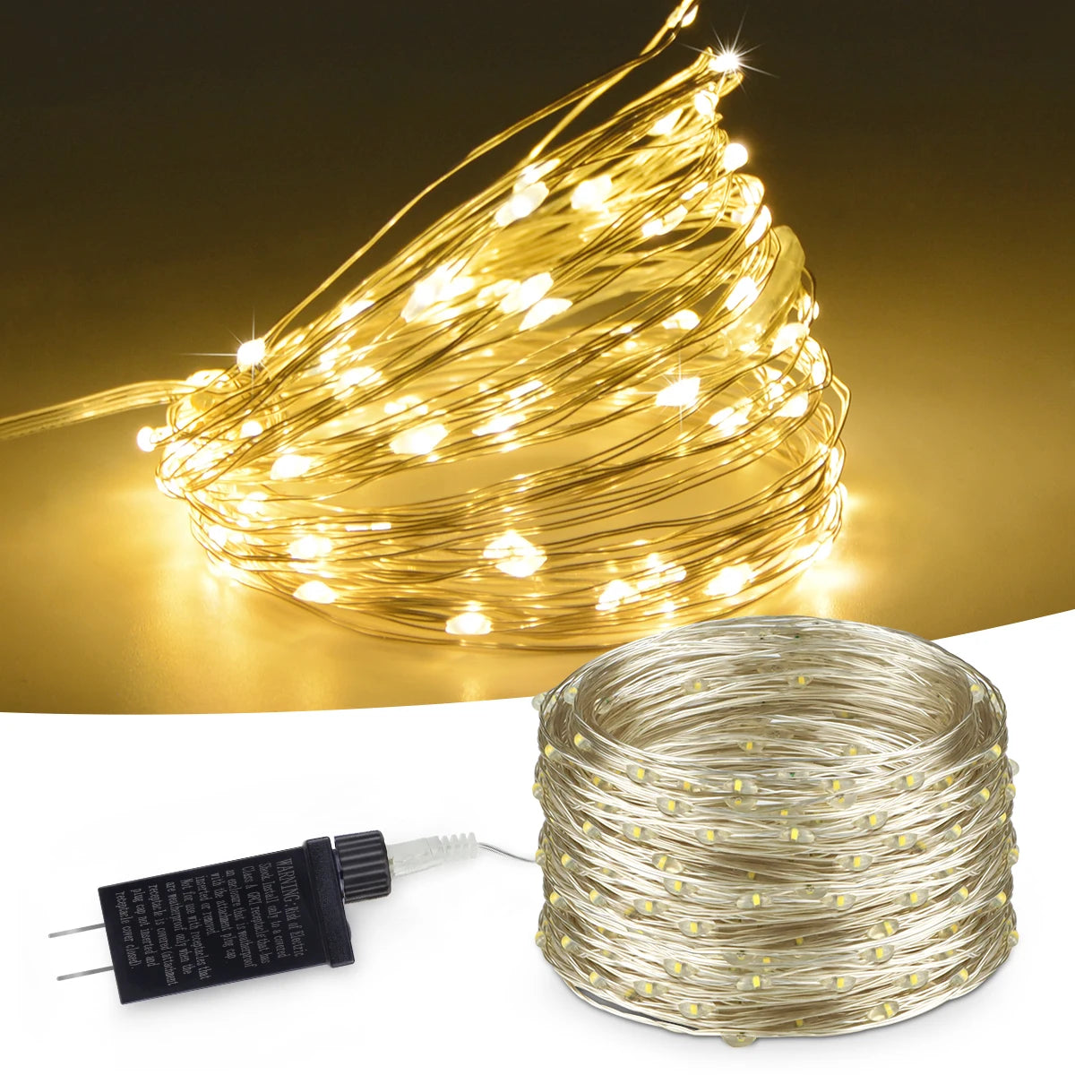 guirlande lumineuse fil cuivre led blanc chaud moderne imperméable 24v 10m 100m decorationextérieur