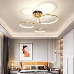 lampe suspendue moderne or blanc circulaire élégante chaînes salon chambre interrupteur bouton