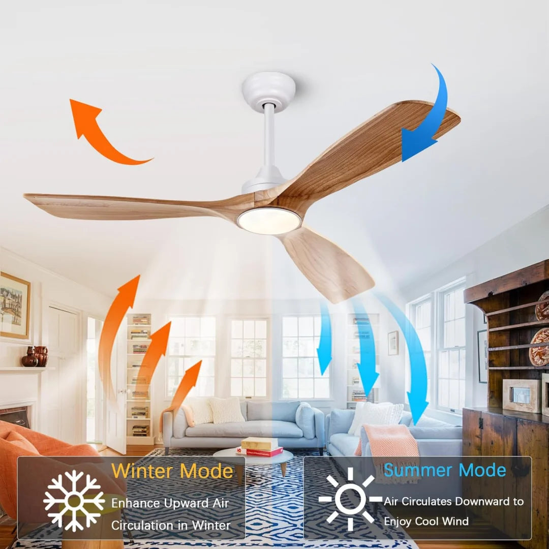 ventilateur moderne bois blanc led télécommande 42 52 60inch