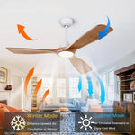 ventilateur moderne bois blanc led télécommande 42 52 60inch