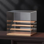 étagère figurines transparente moderne bois clair réutilisable pliable organisateur collection carrée respectueuse environnement minimaliste