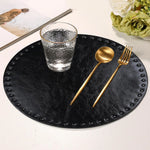 placemat moderne rond noir texture élevée rivets résistant chaleur lavable 35cm antiégratignures