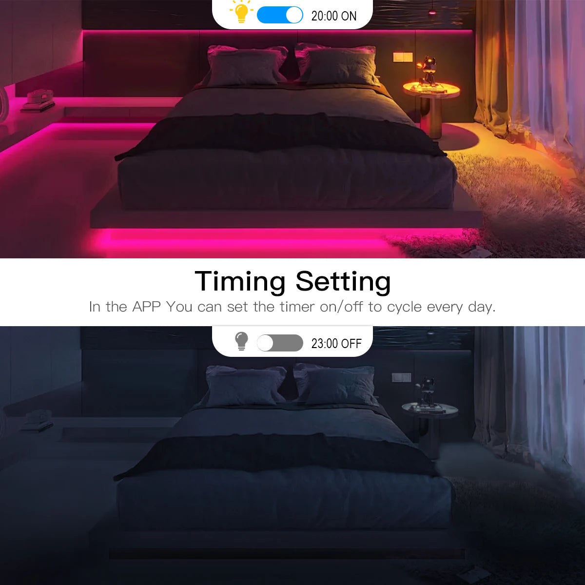 ruban led flexible multicolore adhésif moderne contrôle tactile application mobile zigbee.gateway hub wifi