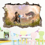 sticker mural 3d dessin animé paysages personnages fantastiques opaques adhésifs chambre bleu vert gris
