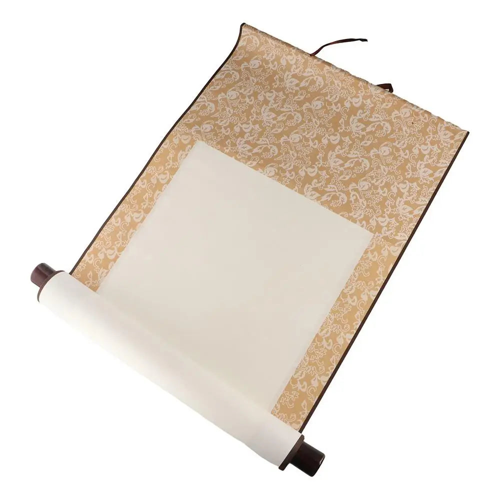 rouleau papier peint imprimé floral ruban fixé traditionnel décoration maison blanc vert suspendu