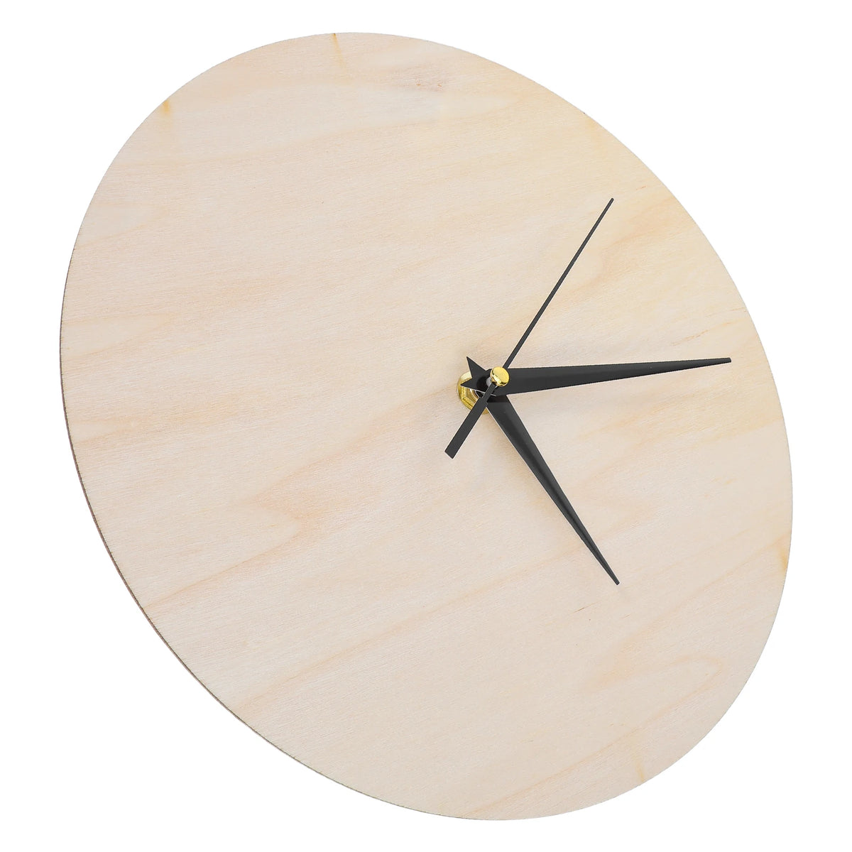 horloge murale bois naturelle moderne cadran blanc aiguilles noires diamètre 25cm peinture diy