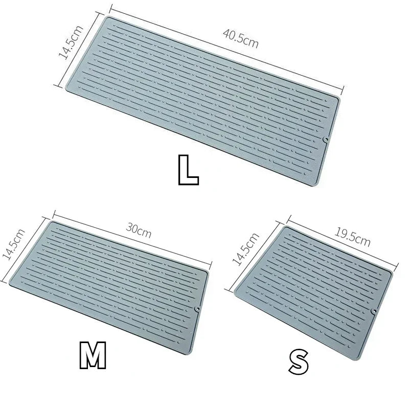 tapis cuisine silicone gris rayures horizontales moderne anti dérapant suctionversible