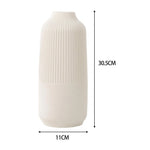 vase moderne minimaliste plastique blanc crème rainures verticales décoration table chambre coucher