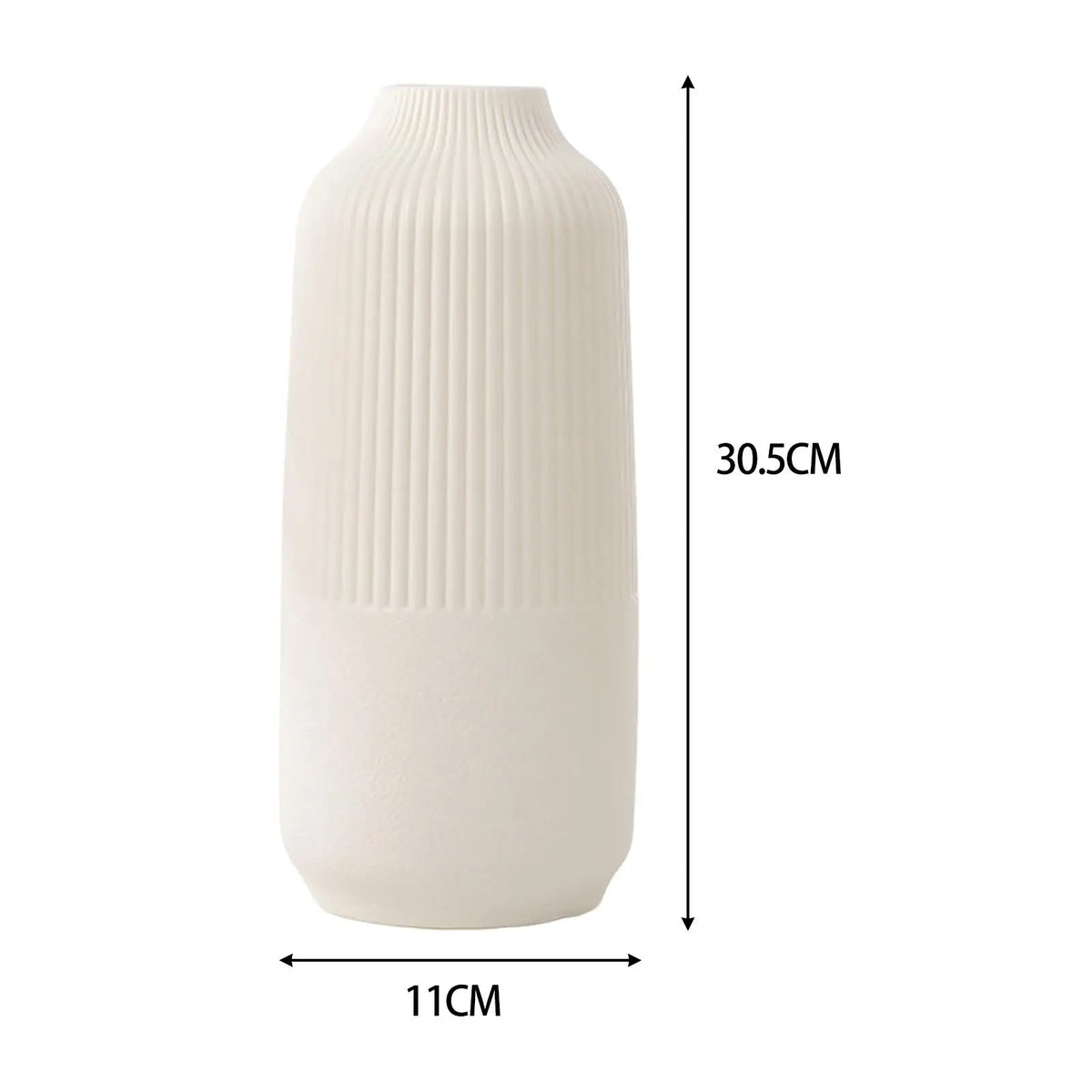 vase moderne minimaliste plastique blanc crème rainures verticales décoration table chambre coucher