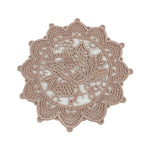serviettes table vintage brodées fleurs dentelées beige rose clair blanc romantique