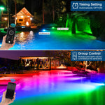 projecteur led ip68 étanche 10 led noir moderne commande distance prise électrique app mobile