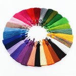 lot dix pompons soyeux anneau métallique décoration rideau couture bijoux artisanat